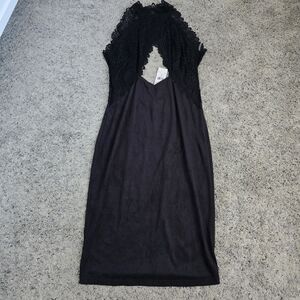 FN Black suede/lace backless midi